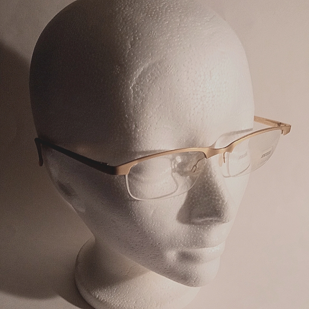 NEW 1990S ZEISS Vintage Brushed Gold Color Unisex Half Rim Eyeglasses Frame